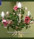 Piccolo Lampadario Romantico a 3 luci, rose rosa