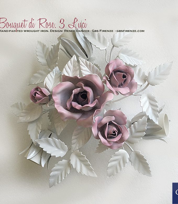 Plafoniera Bouquet di Rose. 3 luci